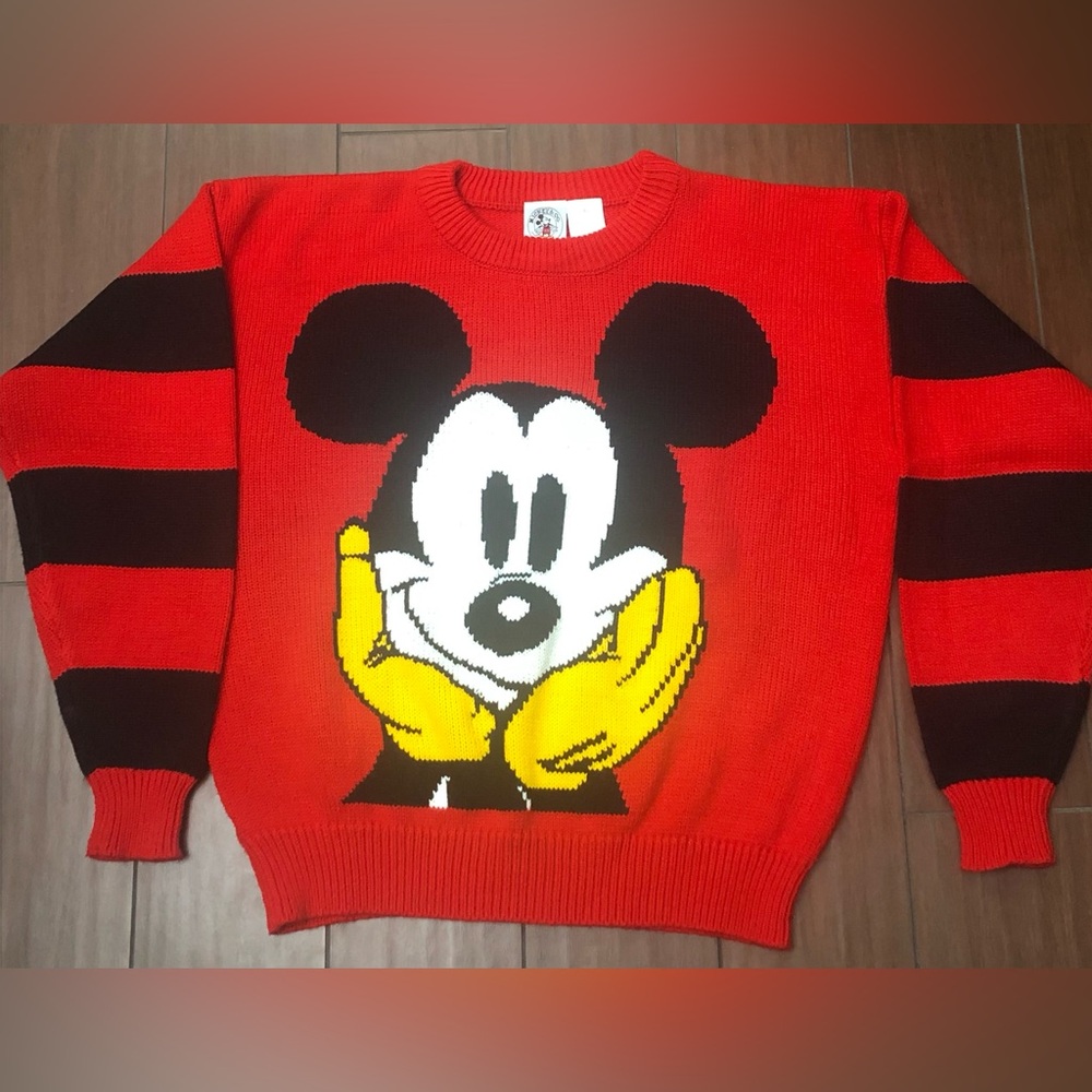 Disney Red and Black Crewneck Sweater
